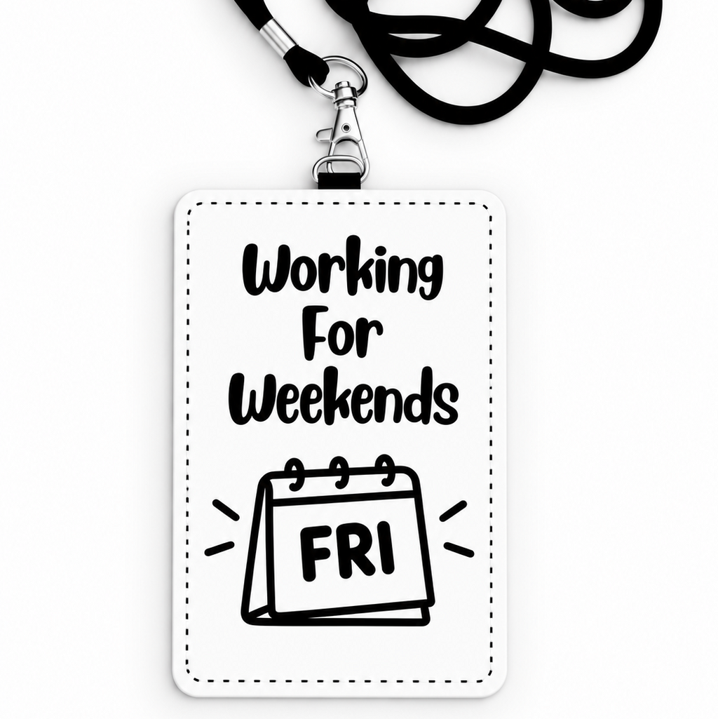 Working For Weekends Funny ID Badge Holder & Lanyard | Coworker Gift